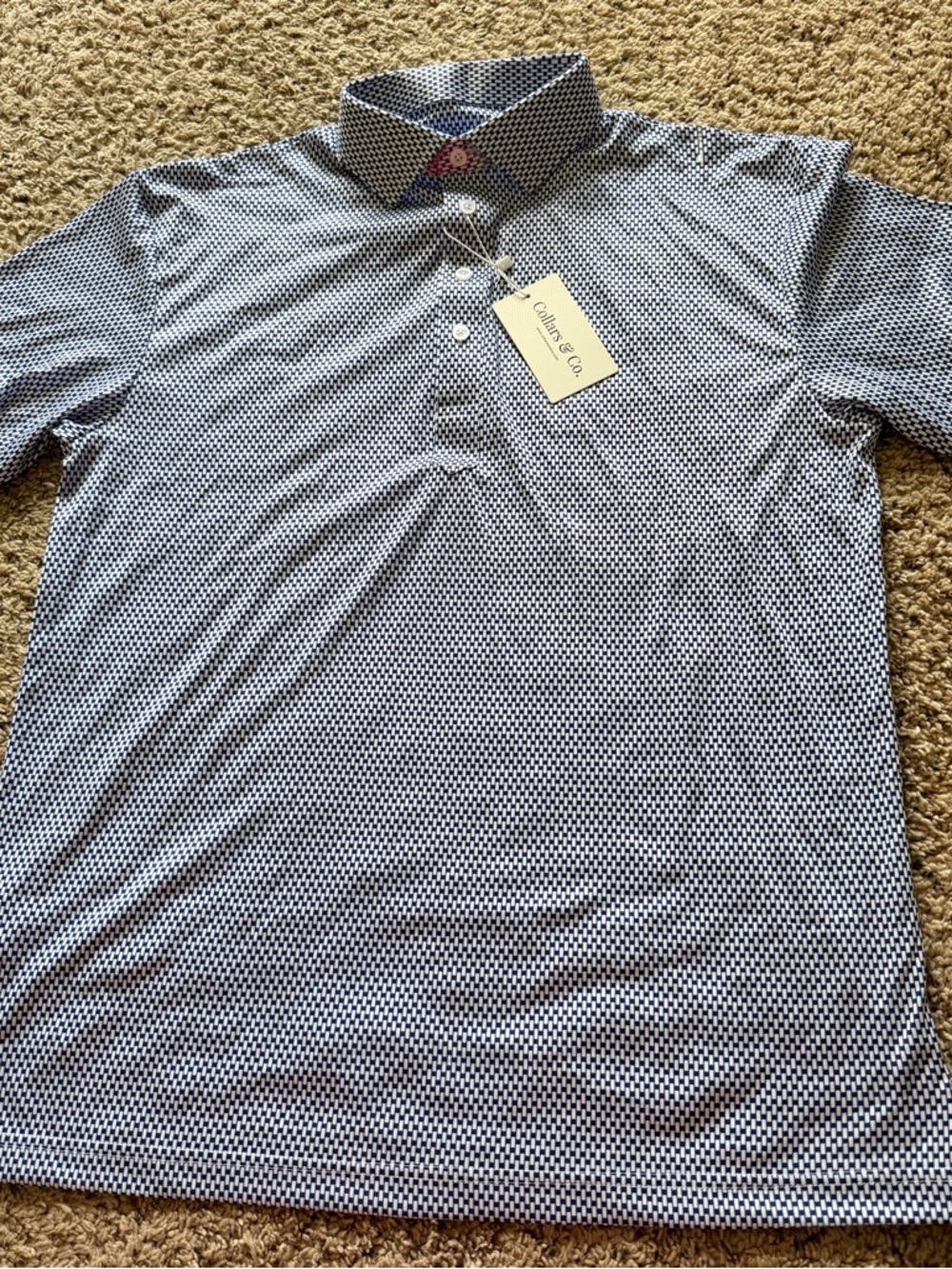 Collins & Co. Men's Blue Geo-Print Polo